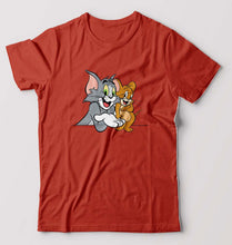 Load image into Gallery viewer, Tom and Jerry T-Shirt for Men-S(38 Inches)-Brick Red-Ektarfa.online
