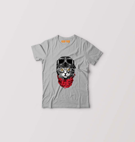 Cat Kids T-Shirt for Boy/Girl-Grey-Ektarfa.online