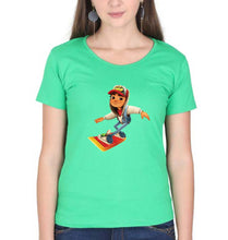 Load image into Gallery viewer, Subway Surfers T-Shirt for Women-XS(32 Inches)-Flag Green-Ektarfa.online

