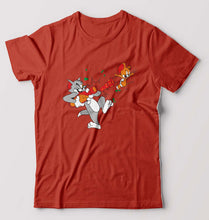 Load image into Gallery viewer, Tom and Jerry T-Shirt for Men-S(38 Inches)-Brick Red-Ektarfa.online
