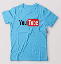 Load image into Gallery viewer, YouTube T-Shirt for Men-S(38 Inches)-Light Blue-Ektarfa.online
