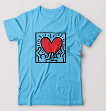 Load image into Gallery viewer, Keith Haring T-Shirt for Men-S(38 Inches)-Light Blue-Ektarfa.online
