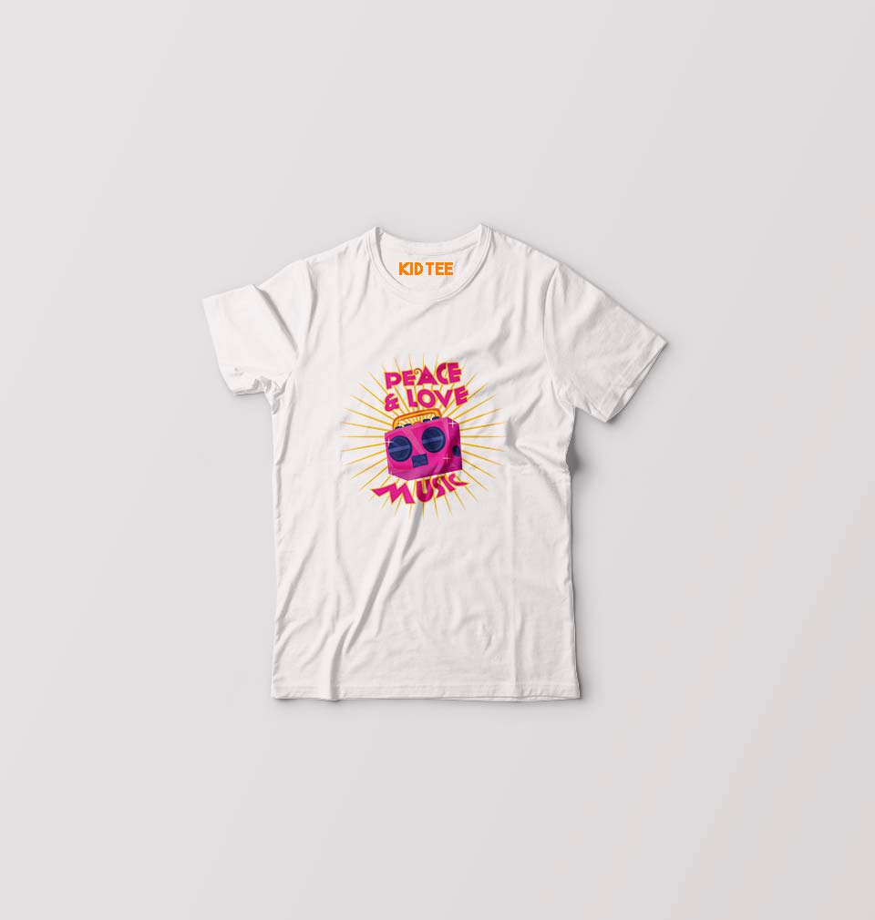 Psychedelic Music Peace Love Kids T-Shirt for Boy/Girl-White-Ektarfa.online