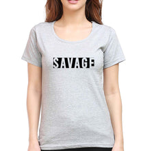 Load image into Gallery viewer, Savage T-Shirt for Women-XS(32 Inches)-Grey Melange-Ektarfa.online
