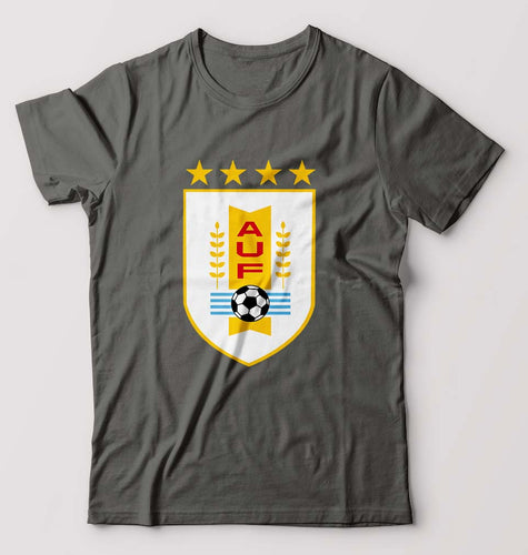 Uruguay Football T-Shirt for Men-S(38 Inches)-Charcoal-Ektarfa.online