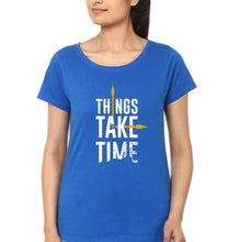 Load image into Gallery viewer, Time T-Shirt for Women-XS(32 Inches)-Royal Blue-Ektarfa.online
