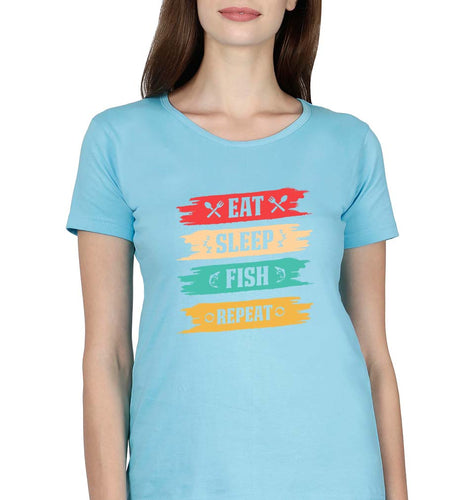 Fishing T-Shirt for Women-Light Blue-Ektarfa.online