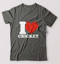 Load image into Gallery viewer, I Love Cricket T-Shirt for Men-Charcoal-Ektarfa.online
