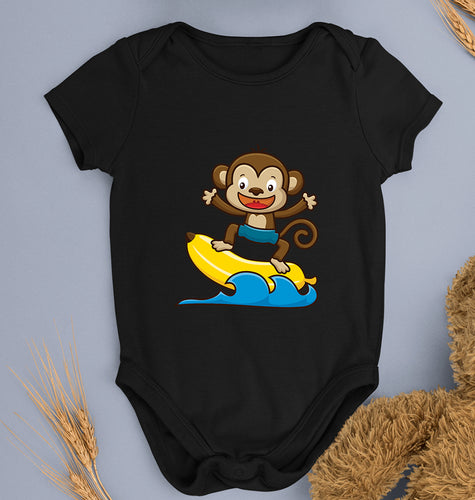 Monkey Banana Kids Romper For Baby Boy/Girl-0-5 Months(18 Inches)-Black-Ektarfa.online