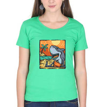 Load image into Gallery viewer, Shark T-Shirt for Women-XS(32 Inches)-flag green-Ektarfa.online
