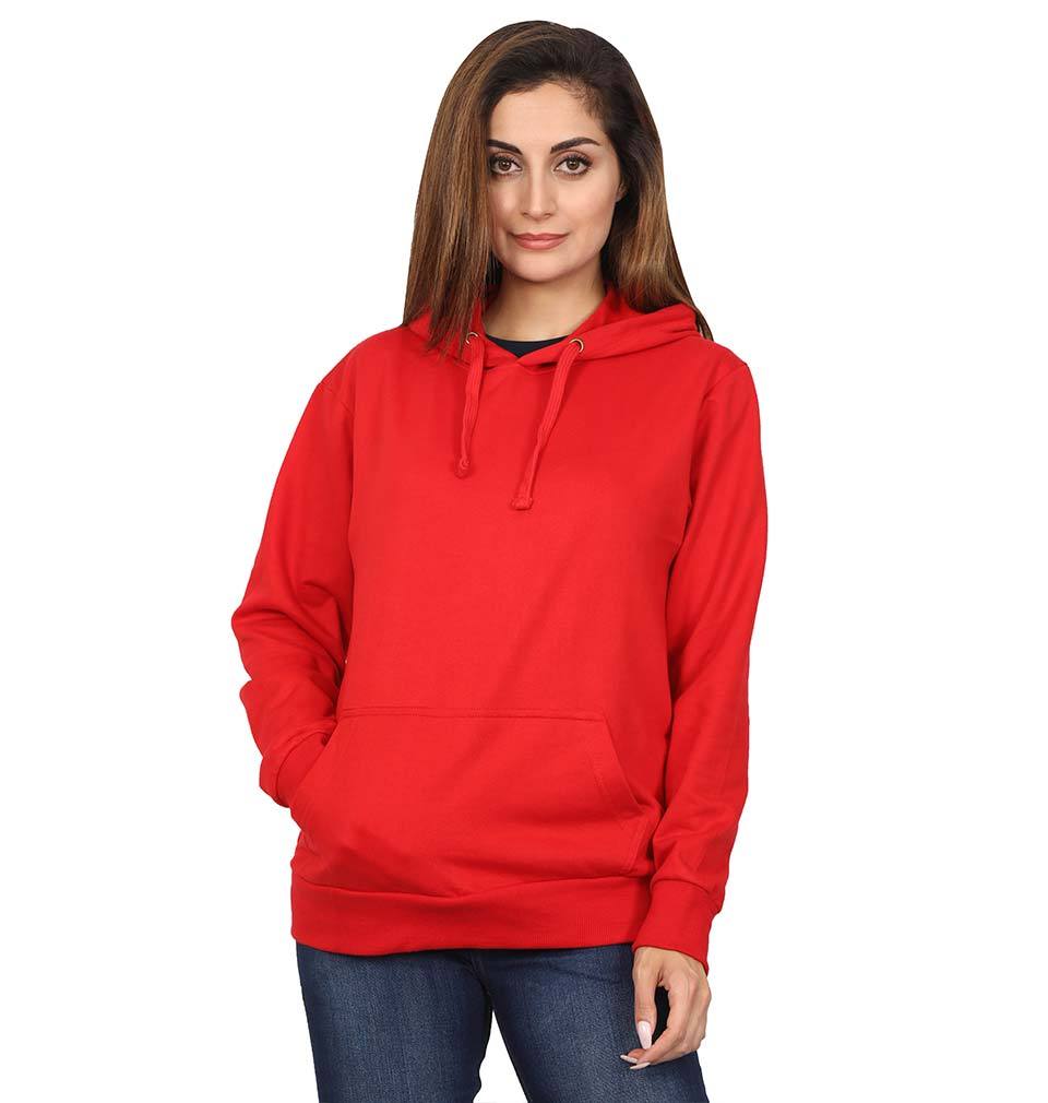 Plain Red Hoodie Sweatshirt for Women-ektarfa.com