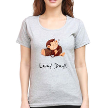 Load image into Gallery viewer, Monkey Lazy Day T-Shirt for Women-Grey Melange-Ektarfa.online
