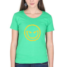 Load image into Gallery viewer, Evil Smile Emoji T-Shirt for Women-XS(32 Inches)-Flag Green-Ektarfa.online
