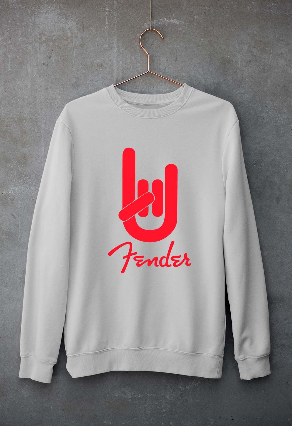 Fender Rock Hand Unisex Sweatshirt for Men/Women-Grey Melange-Ektarfa.online
