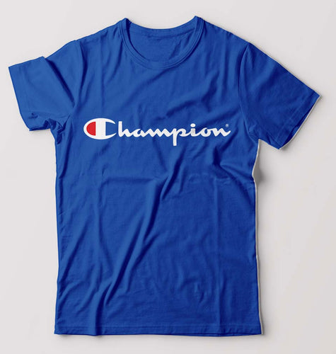 Champion T-Shirt for Men-S(38 Inches)-Royal Blue-Ektarfa.online
