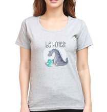 Load image into Gallery viewer, Dinosaur T-Shirt for Women-XS(32 Inches)-Grey Melange-Ektarfa.online
