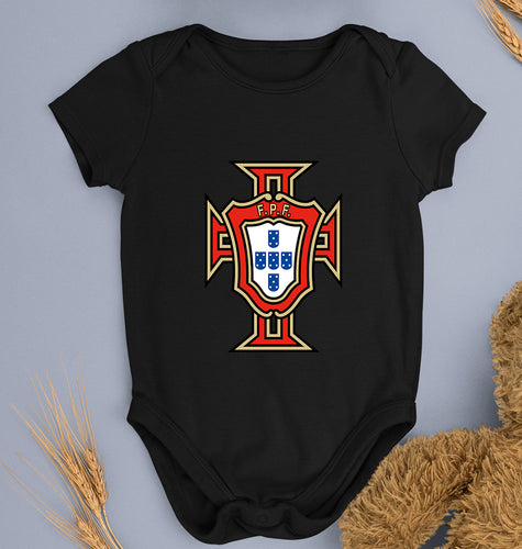 Portugal Football Kids Romper For Baby Boy/Girl-0-5 Months(18 Inches)-Black-Ektarfa.online