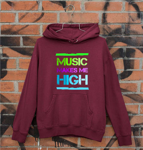 Music Makes me High Unisex Hoodie for Men/Women-S(40 Inches)-Maroon-Ektarfa.online