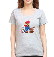 Load image into Gallery viewer, Mario T-Shirt for Women-XS(32 Inches)-Grey Melange-Ektarfa.online
