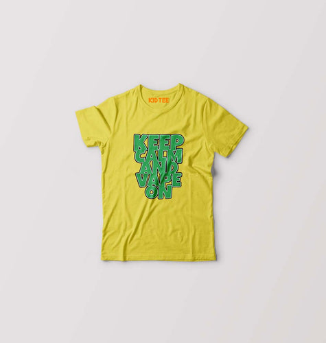 keep calm and vape on Kids T-Shirt for Boy/Girl-Yellow-Ektarfa.online