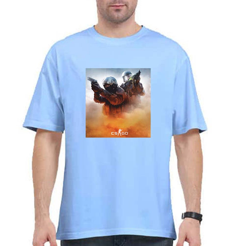 Counter-Strike Global Offensive (CS GO) Oversized T-Shirt for Men-Baby Blue-Ektarfa.online