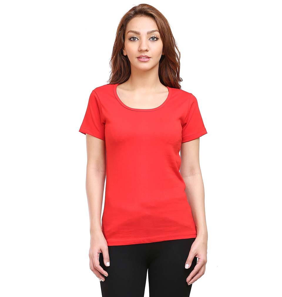 Plain Red Half Sleeves T-Shirt for Women-ektarfa.com