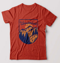Load image into Gallery viewer, Wanderlust T-Shirt for Men-S(38 Inches)-Brick Red-Ektarfa.online
