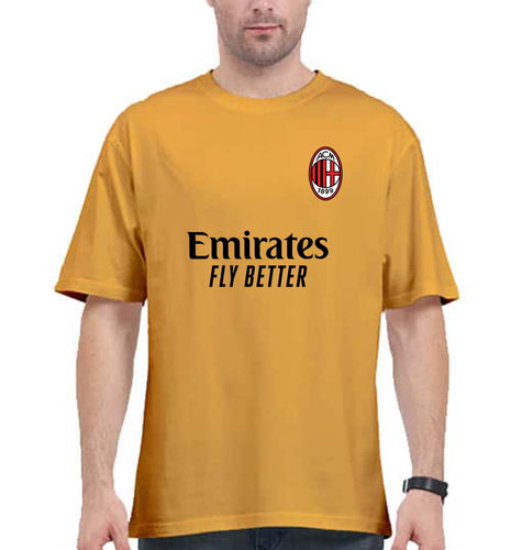 A.C. Milan 2021-22 Oversized T-Shirt for Men-Golden Yellow-Ektarfa.online