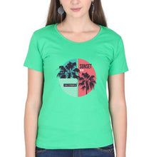 Load image into Gallery viewer, Sunset California T-Shirt for Women-XS(32 Inches)-Flag Green-Ektarfa.online
