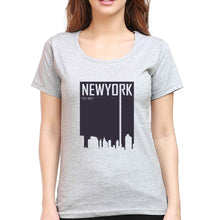 Load image into Gallery viewer, New York T-Shirt for Women-XS(32 Inches)-Grey Melange-Ektarfa.online
