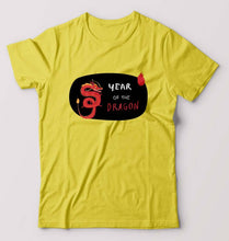 Load image into Gallery viewer, Dragon T-Shirt for Men-S(38 Inches)-Yellow-Ektarfa.online
