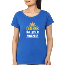 Load image into Gallery viewer, Queens Are Born In November T-Shirt for Women-Royal Blue-Ektarfa.online
