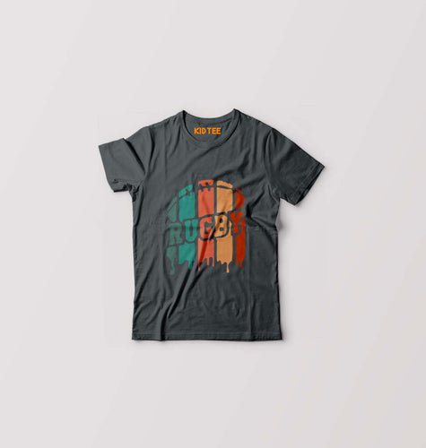 Rugby Kids T-Shirt for Boy/Girl-Steal Green-Ektarfa.online