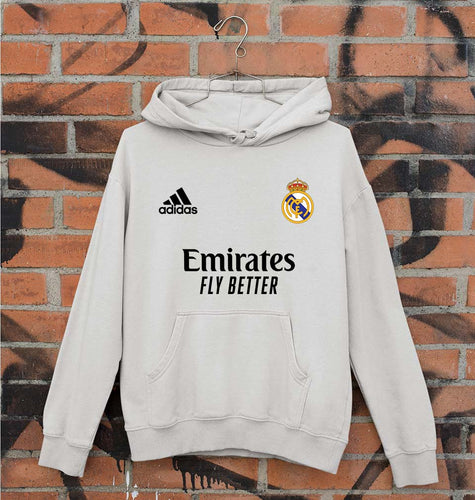 Real Madrid 2021-22 Unisex Hoodie for Men/Women-S(40 Inches)-Grey Melange-Ektarfa.online