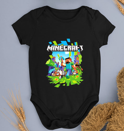 Minecraft Kids Romper For Baby Boy/Girl-0-5 Months(18 Inches)-Black-Ektarfa.online