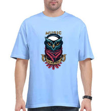 Load image into Gallery viewer, Owl Music Oversized T-Shirt for Men-Baby Blue-Ektarfa.online
