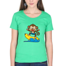 Load image into Gallery viewer, Monkey Banana T-Shirt for Women-XS(32 Inches)-flag green-Ektarfa.online
