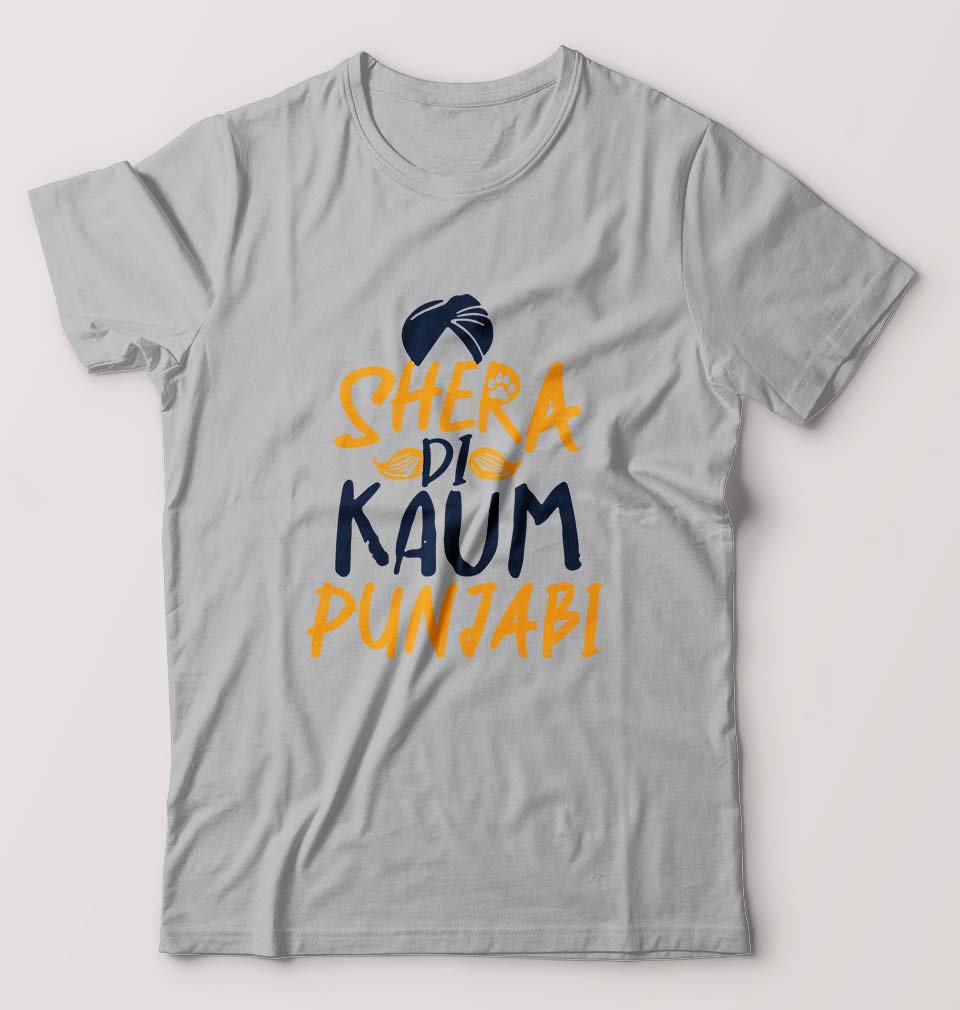 Punjabi T-Shirt for Men-S(38 Inches)-Grey Melange-Ektarfa.online