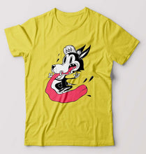 Load image into Gallery viewer, Funny Wolf T-Shirt for Men-S(38 Inches)-Yellow-Ektarfa.online
