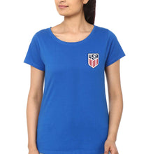 Load image into Gallery viewer, USA Football T-Shirt for Women-XS(32 Inches)-Royal Blue-Ektarfa.online
