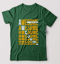 Load image into Gallery viewer, Awesome T-Shirt for Men-S(38 Inches)-Bottle Green-Ektarfa.online

