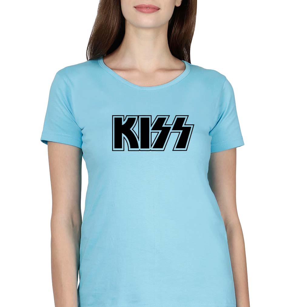 Kiss Rock Band T-Shirt for Women-XS(32 Inches)-SkyBlue-Ektarfa.online