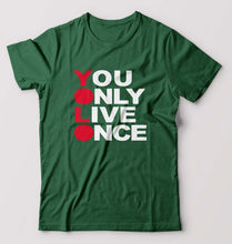 Load image into Gallery viewer, You Live Only Once(YOLO) T-Shirt for Men-Bottle Green-Ektarfa.online
