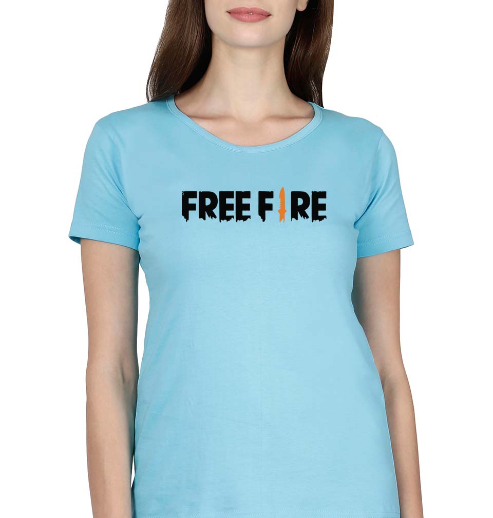 Free Fire T-Shirt for Women-XS(32 Inches)-SkyBlue-Ektarfa.online