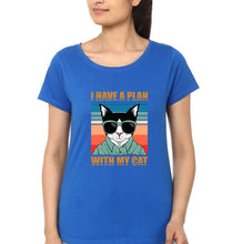 Load image into Gallery viewer, Cat T-Shirt for Women-XS(32 Inches)-Royal Blue-Ektarfa.online
