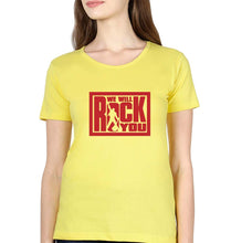 Load image into Gallery viewer, Queen Rock Band We Will Rock You T-Shirt for Women-XS(32 Inches)-Yellow-Ektarfa.online
