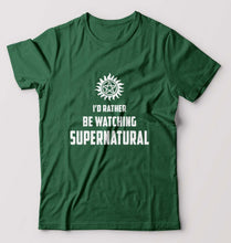 Load image into Gallery viewer, Supernatural T-Shirt for Men-S(38 Inches)-Bottle Green-Ektarfa.online
