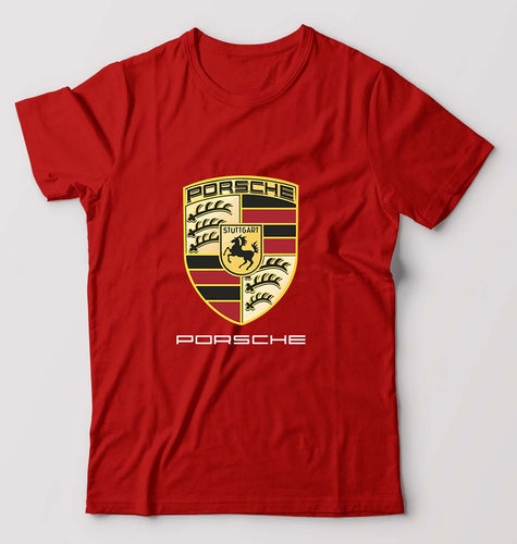 Porsche T-Shirt for Men-S(38 Inches)-Red-Ektarfa.online