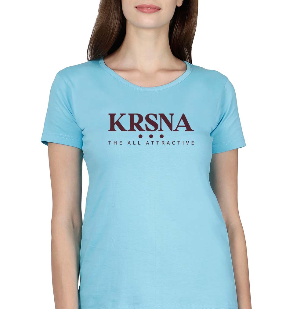 Krsna T-Shirt for Women-XS(32 Inches)-SkyBlue-Ektarfa.online