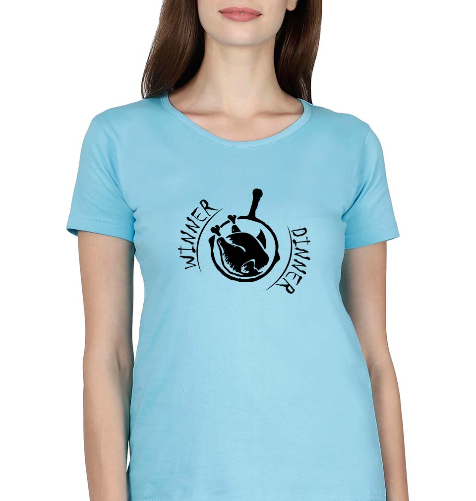 PUBG winner dinner T-Shirt for Women-SkyBlue-Ektarfa.online
